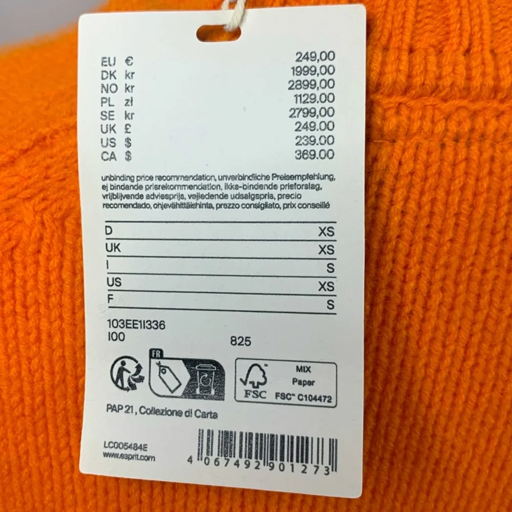 Esprit Orange Crew Neck Pullover Sweater- NWT - Picture 11 of 14